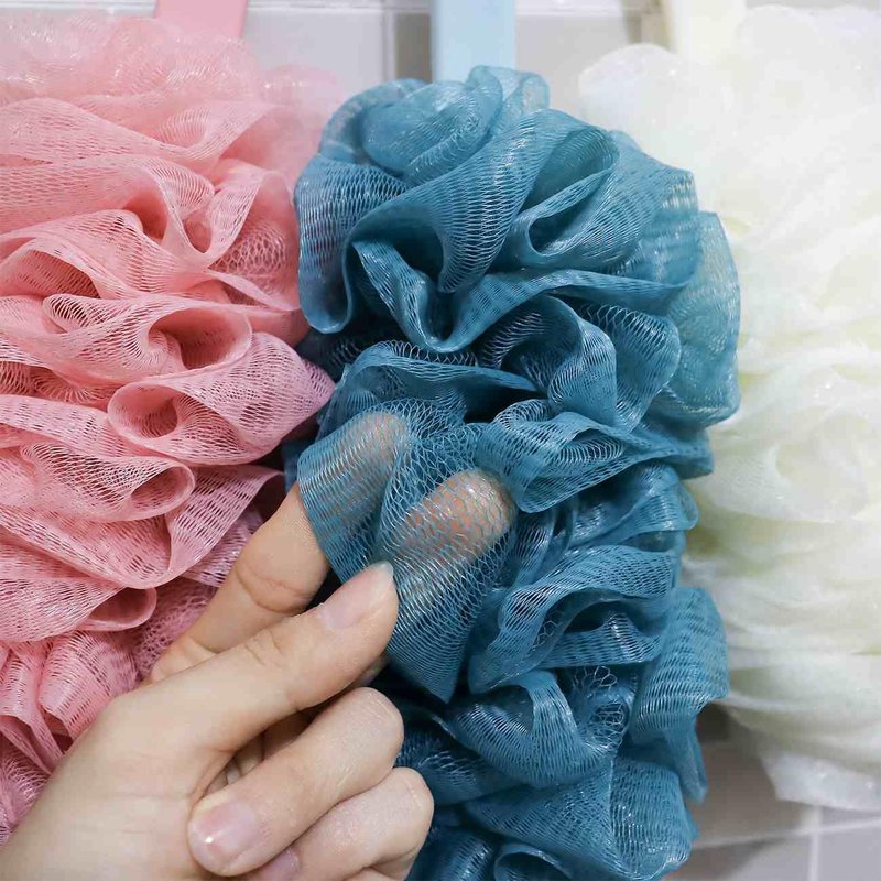 2Pack Back Scrubber for Shower, Loofah with Handle, Back Loofah Non-Slip Handle, Bath Body Brush, Scrub Cleaning Brush for Shower, Soft Mesh Sponge On a Stick for Men Women Elderly (Two Blue)