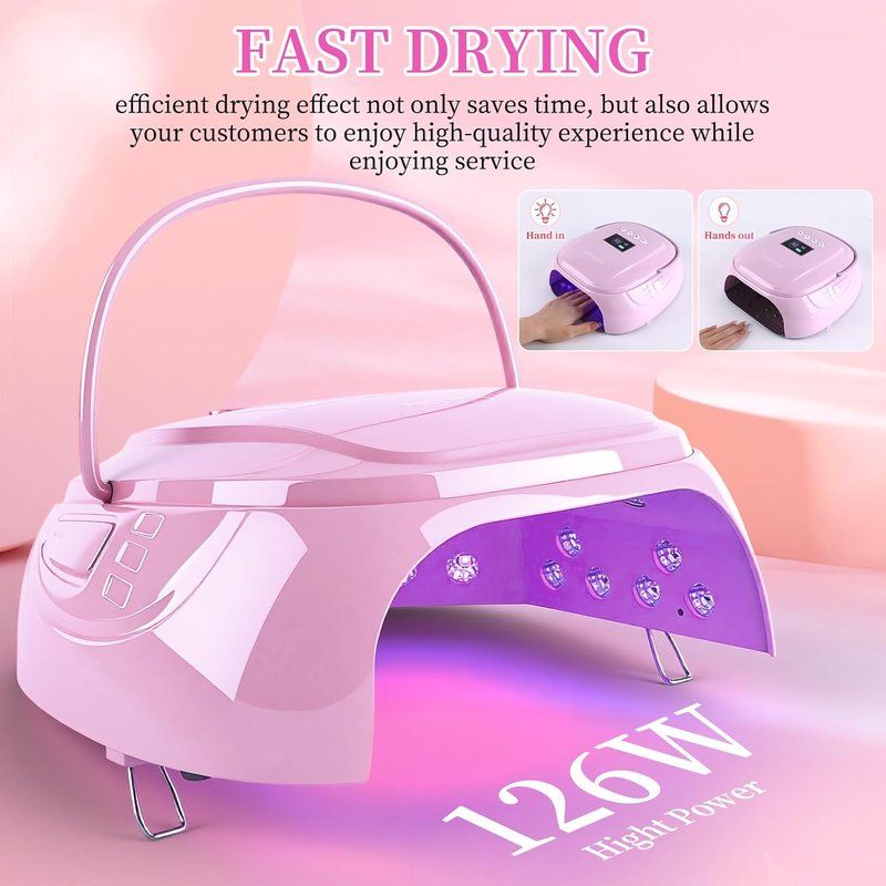 Skiennix 126W UV LED Nail Lamp - Cordless Rechargeable Nail Dryer with Automatic Sensor & 4 Timers