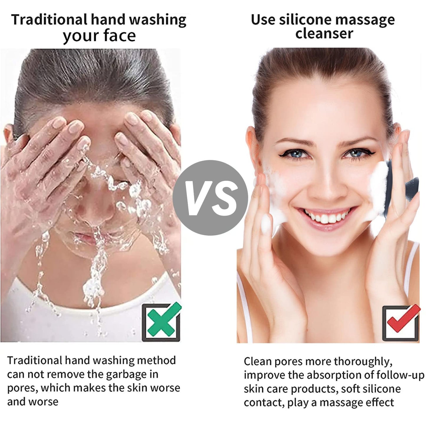 Face Scrubber Face Scrubber for Men Facial Cleansing Brush Silicone Face Wash Brush Manual Waterproof Cleansing Skin Care Face Brushes for and Exfoliating (Gray)