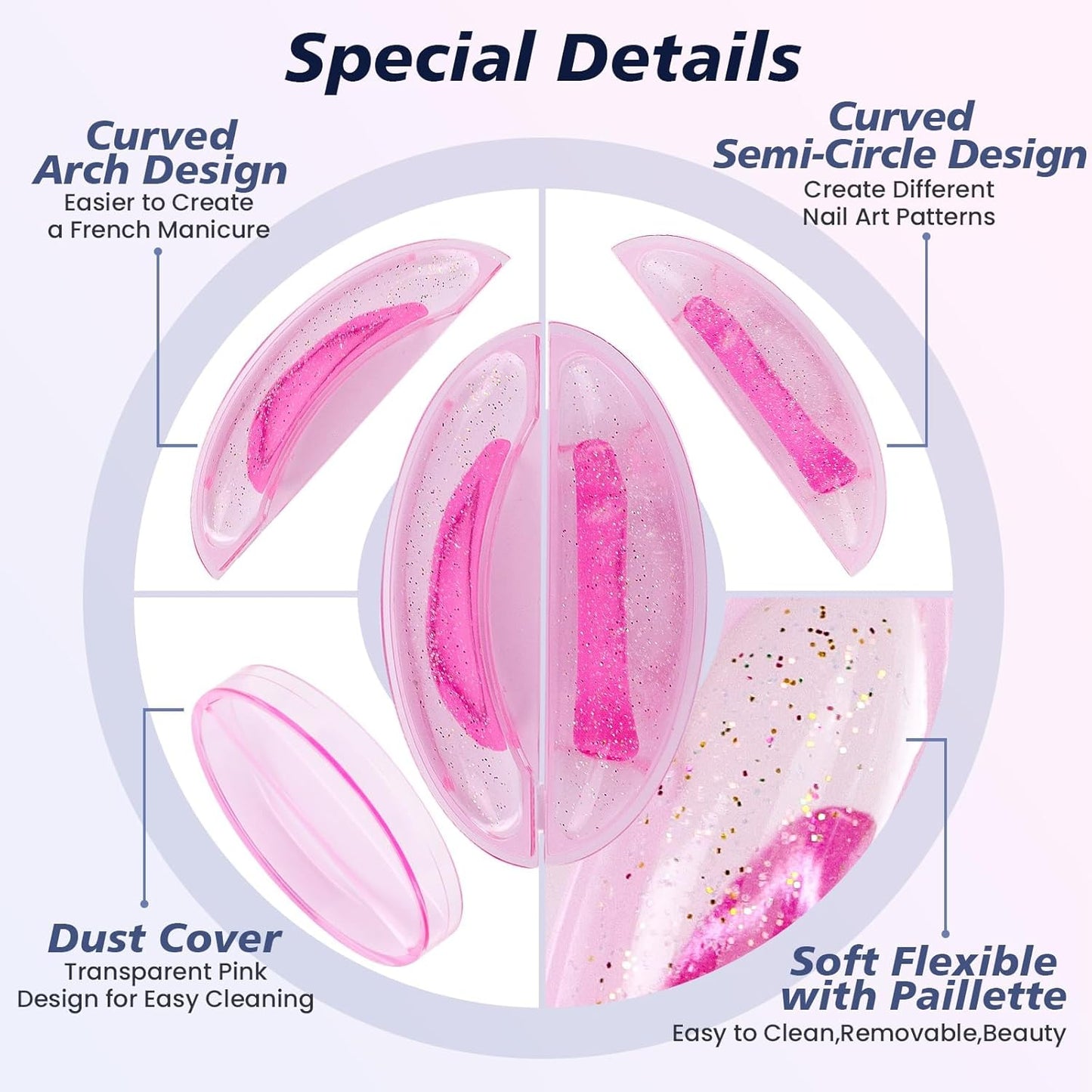 Subay Nail Stamper Kit - 2-Piece Nail Art Set with 4 Silicone Jelly Heads for DIY Gel Manicure