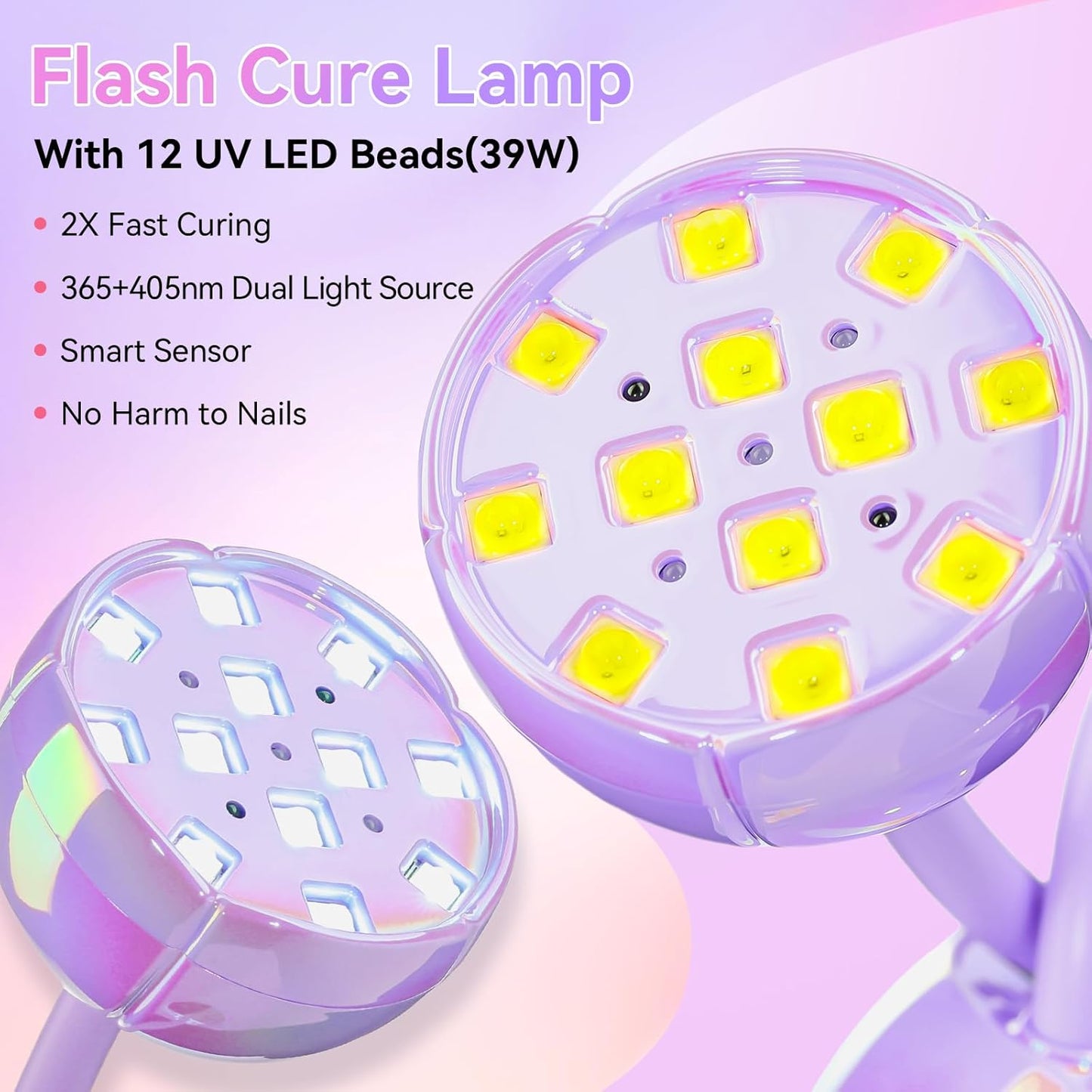 UV LED Nail Lamp - Cordless Gooseneck Light for Gel Nails | Fast Curing with Auto Sensor (Glazed Purple)