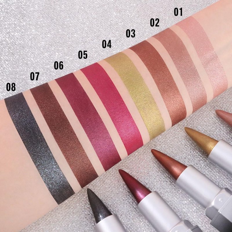 evpct Shimmery Metallic Lip Liner and Lipstick Combo, Cone Tip Lip Crayon for Women Long Lasting Waterproof, Metal Shinny Hydrating Lipstick Makeup, Glitter Lips Liner Pencil for Shimmery Shade