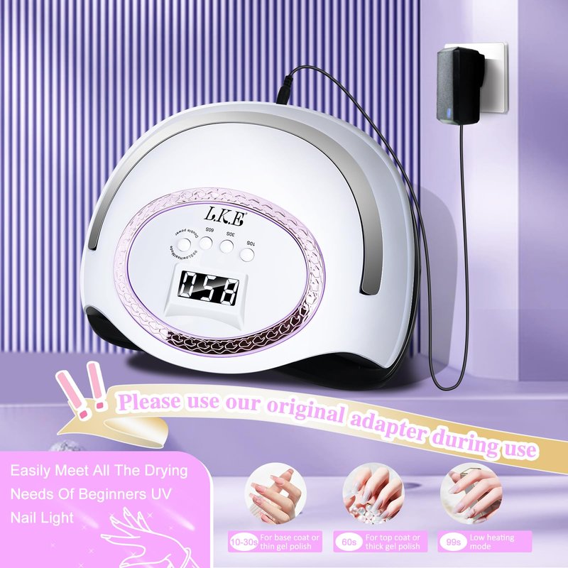 LKE 320W UV LED Nail Lamp, Professional Nail Dryer with Even Curing & Heat Control Technology, Smart Sensor & 4 Timers, Detachable Base for Easy Cleaning, Salon-Quality Gel Polish Lamp for Home Use