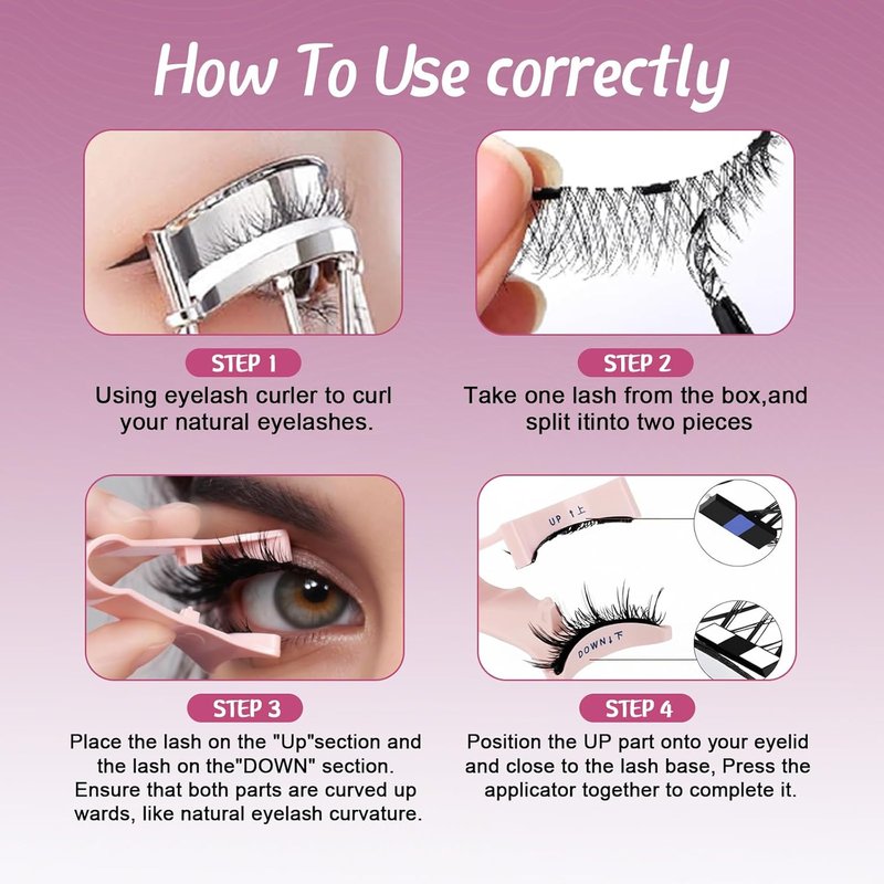 Skiennix Magnetic Eyelashes - No Glue Needed Soft Lashes Kit with Applicator | Reusable Natural Look