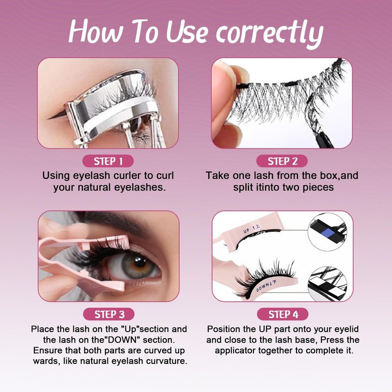 Elara Craft Magnetic Eyelashes,Magnetic Eyelashes with Applicator,No Glue Needed Soft Lashes Kit,Reusable False Lashes Natural Look and Waterproof(L02)