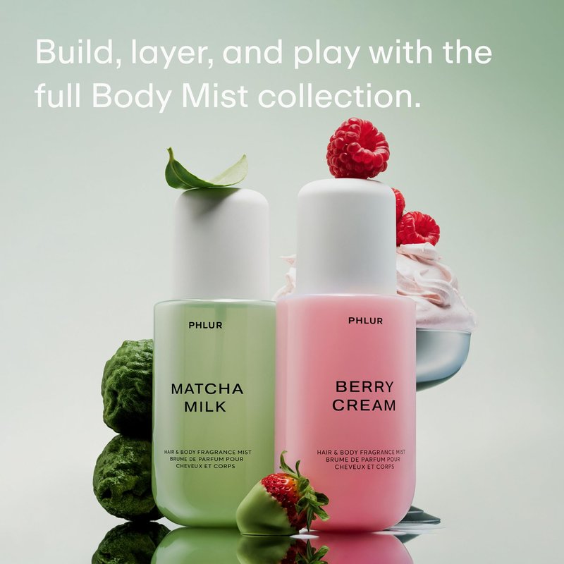 PHLUR Berry Cream Body Mist, 3 Fl Oz - Hair and Body Perfume for Women & Men, Sweet Berries & Vanilla Perfume Body Spray with Strawberry, Cream, Vanilla Bean and Sugared Amber Fragrance