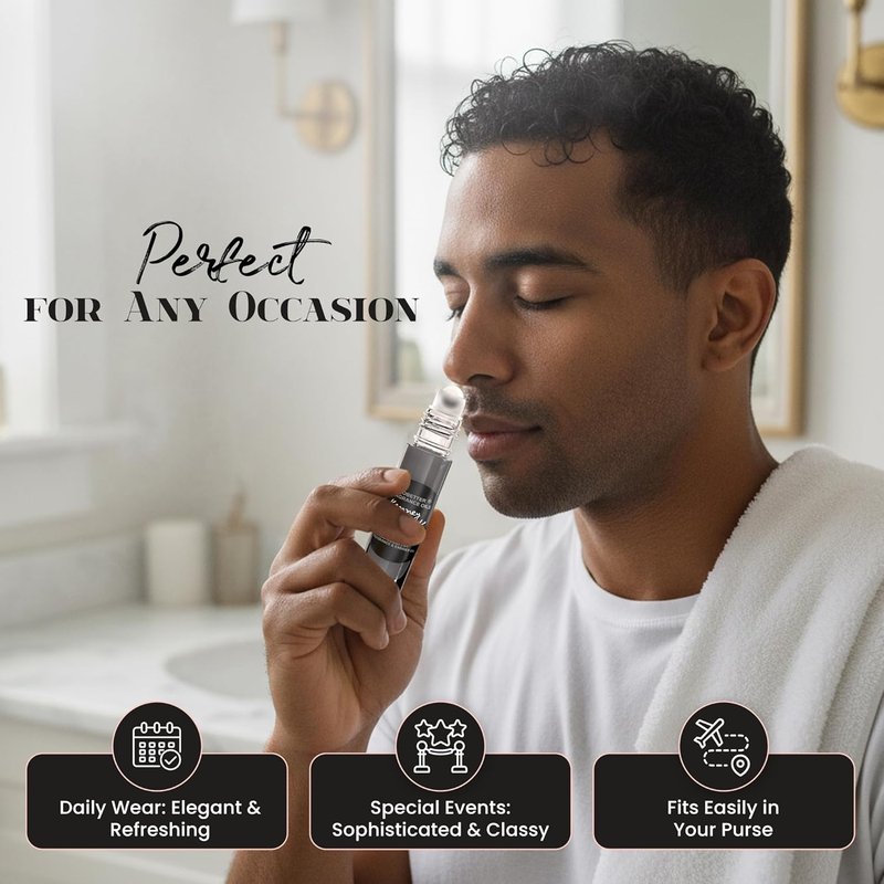 Kenney Black New York Men's Fragrance Body Oil - Long-Lasting Travel Size 0.33 Oz Roll-On Glass Bottle