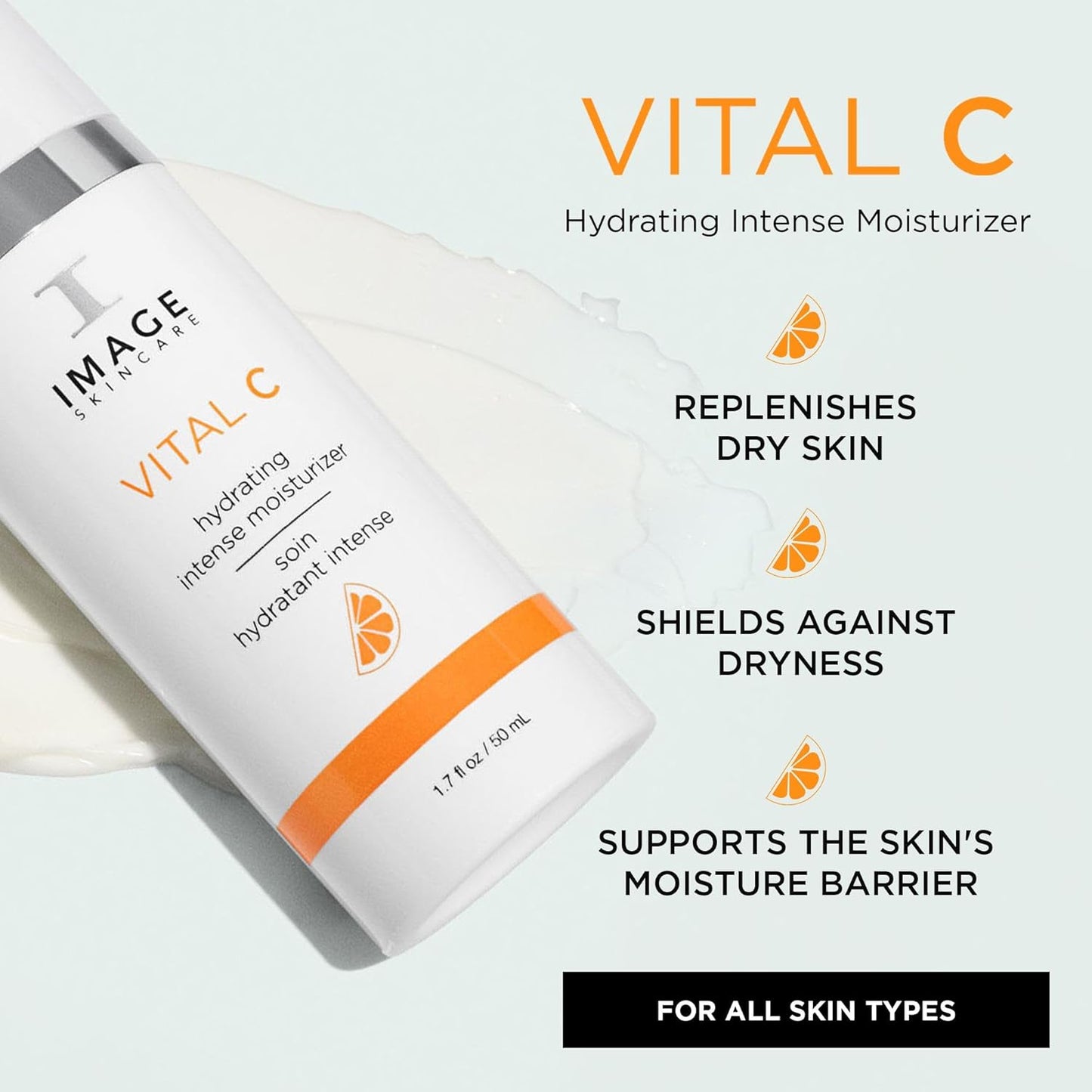 VITAL C Hydrating Intense Moisturizer - Lightweight Face Lotion with Hyaluronic Acid & Shea Butter | 1.7 fl oz for Dry Skin