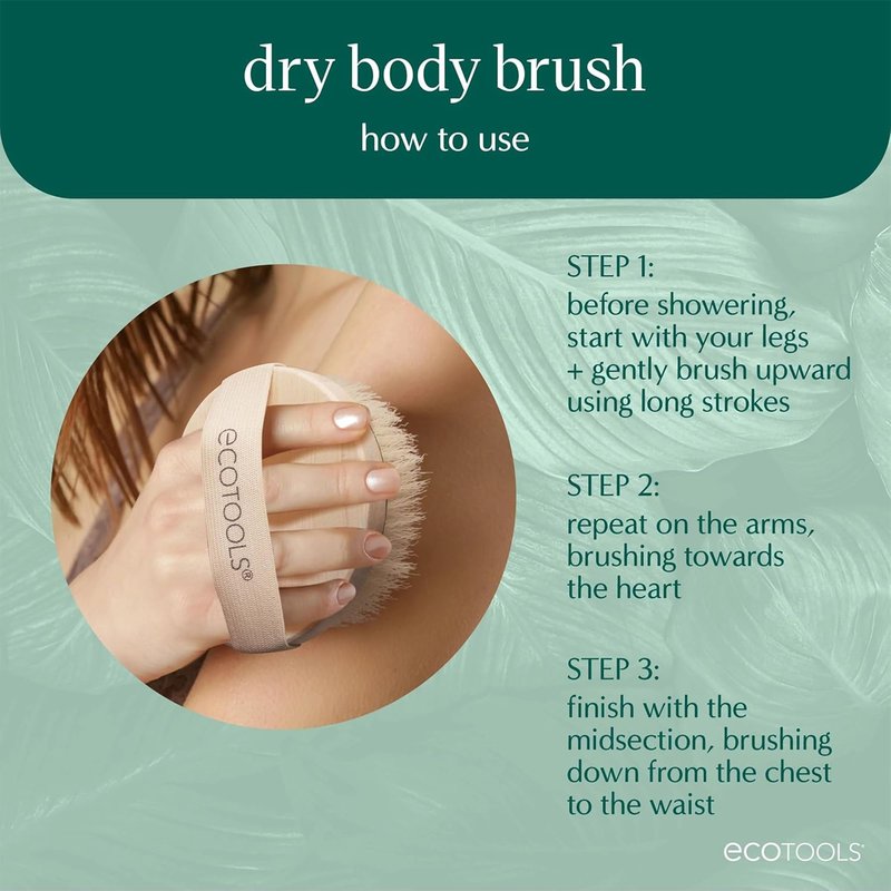 EcoTools Dry Body Brush for Circulation, Dead Skin Removal + Green Delicate EcoPouf Made with Recycled Netting for Cleansing and Exfoliating Sensitive Complexion, Self-Care Gifts