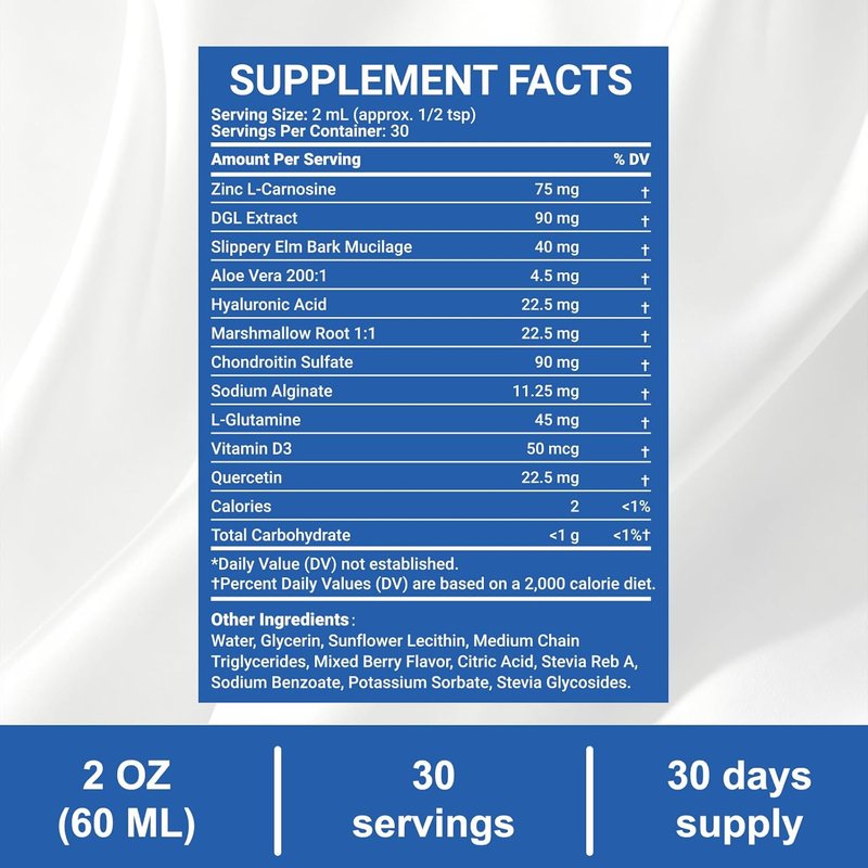 Nano Esophageal Relief Drops - Soothes Digestive Discomfort with Slippery Elm Bark & Zinc - Non-GMO, Dairy-Free