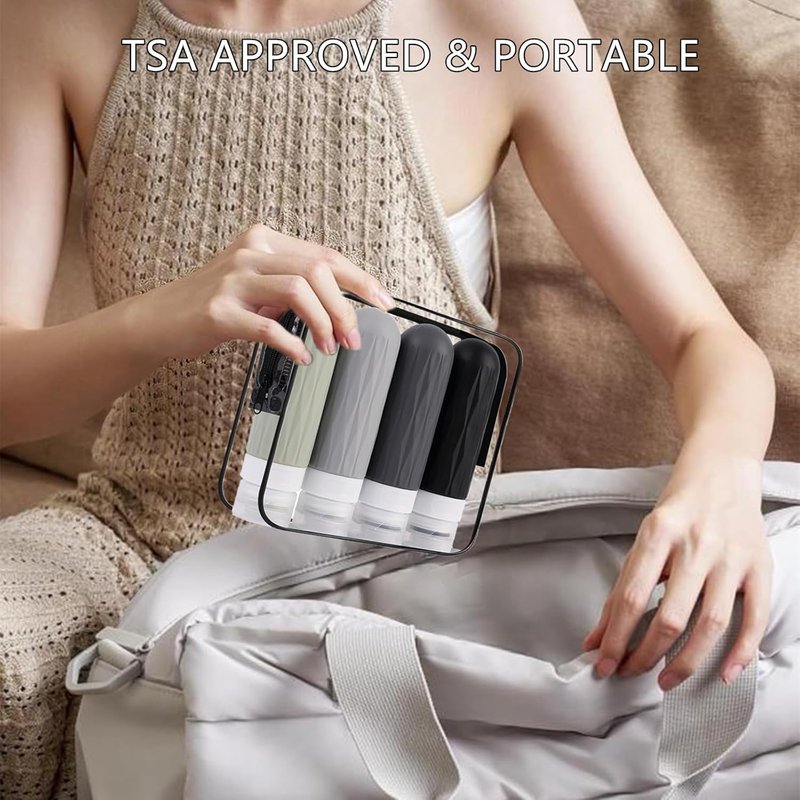 IYYI Travel Bottles - TSA Approved Silicone Toiletry Containers | Leakproof & Refillable (Gray, 90ml)