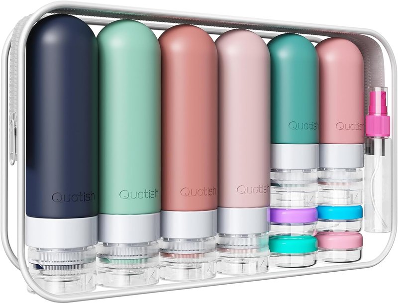 Quatish Travel Bottles - 20 Pack TSA Approved Leak Proof Silicone Toiletry Containers | Morandi Colors