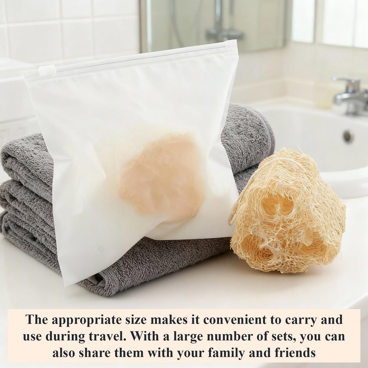 Acellegic 24 Pcs Mini Natural Loofah Sponges, 12 Pcs 2 Inch Single Wrapped Egyptian Loofah Bath Sponge with 12 Travel Pouches, Exfoliating Shower Scrubber for Body Face Skin Care & Kitchen Cleaning