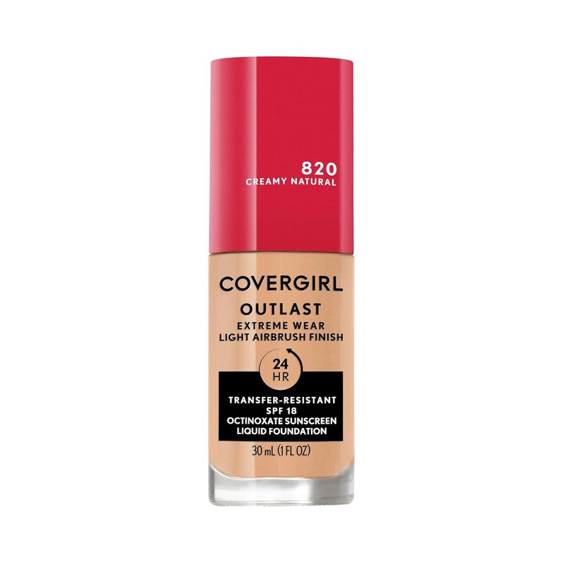 Covergirl Outlast Extreme Wear Foundation - Full Coverage Liquid with SPF 18 | Creamy Natural, 1 Fl. Oz.