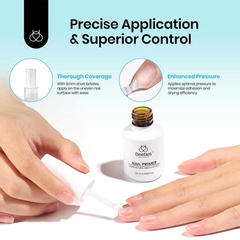 Beetles 20ml Nail Primer for Gel Polish, Hema Free Nail Prep Bond Primer Acid Free Fast Air Dry for Acrylic Uv Gel Gift for Women