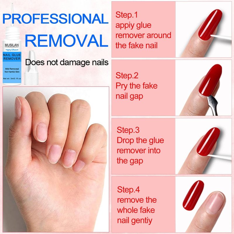 Nail Glue,Super Strong Nail Glue for Press on Nails,Nail Glue Remover Glue for False Nail Tips Long Lasting Acrylic Nail Adhesive Professional Nail Tip Glue Press On Nail Tips