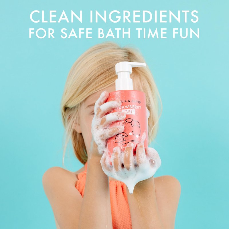 Dabble & Dollop Strawberry + Vanilla Kids 3-in-1 Body Wash, Shampoo & Bubble Bath Bundle – Gel + Foam Whip, Tear-Free, Gentle, Natural-Origin, Hypoallergenic and Safe for Sensitive Skin (Pack of 2)