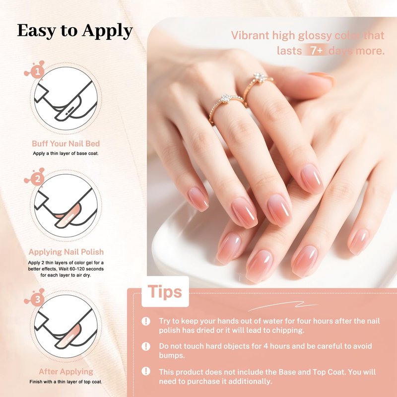 OpenLive 16.5ml Jelly Nude Pink Nail Polish Large Volume Quick Dry Nail Polish, Long Lasting Shine, Fingernail Toenail Nail Art DIY Home Travel Nail Art Gift
