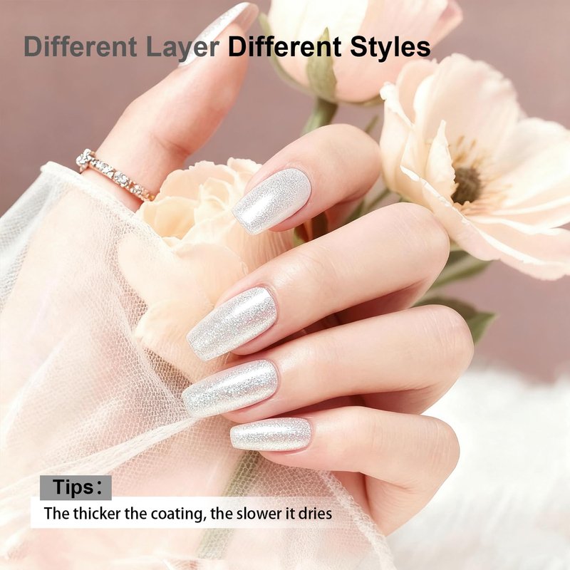 OpenLive 16.5ml White Glitter Nail Polish - Quick Dry, Long Lasting Shine for DIY Nail Art