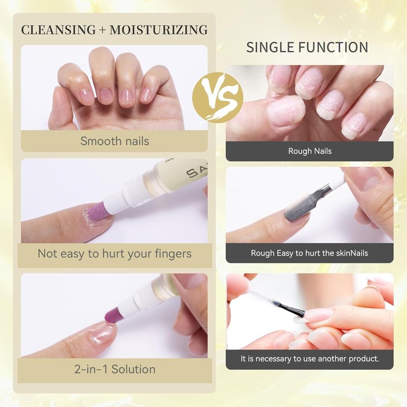 Ceramic Cuticle Pusher & Oil Pen - Gentle Cuticle Remover for Dry Nails | 2ml Fragrance-Free Scented (Beige)