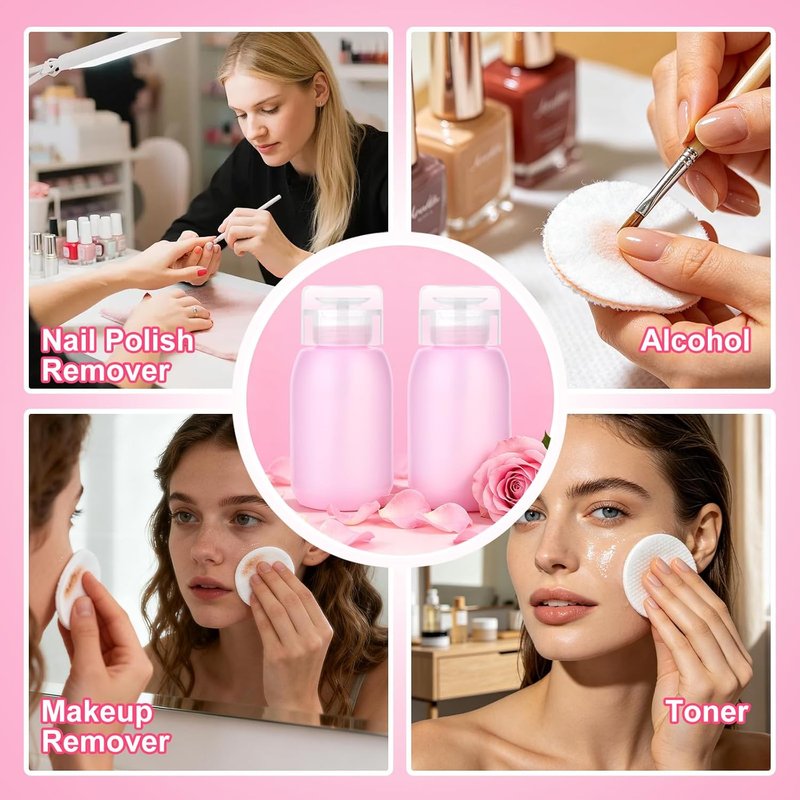 Acetone Pump Dispenser - Push Down Nail Polish Remover & Makeup Pump Bottle | 200ML (6.8oz) - 2 Pack