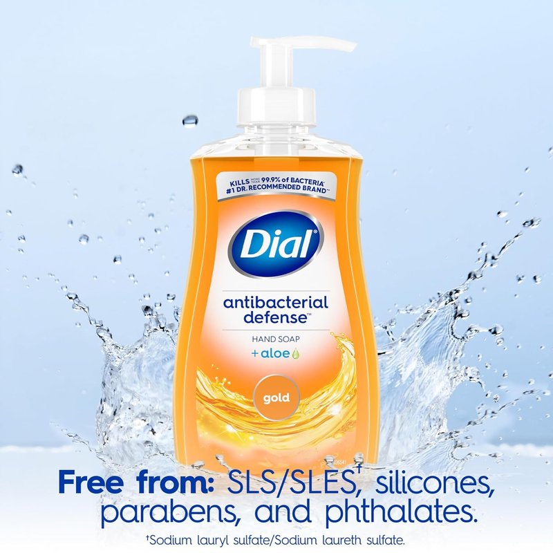 Dial Antibacterial Liquid Hand Soap - Aloe Gold Scent, Dermatologist-Tested | 11 Fl Oz (Pack of 4)
