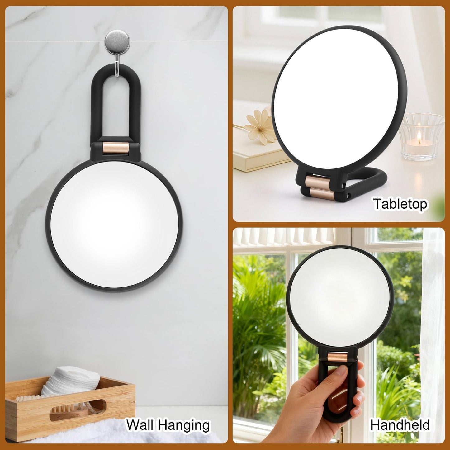 Tbestmax 1X/10X, 1X/20X Magnifying Mirror, Double Side Handheld Mirror Foldable Travel Mirror for Makeup - 2 Pack