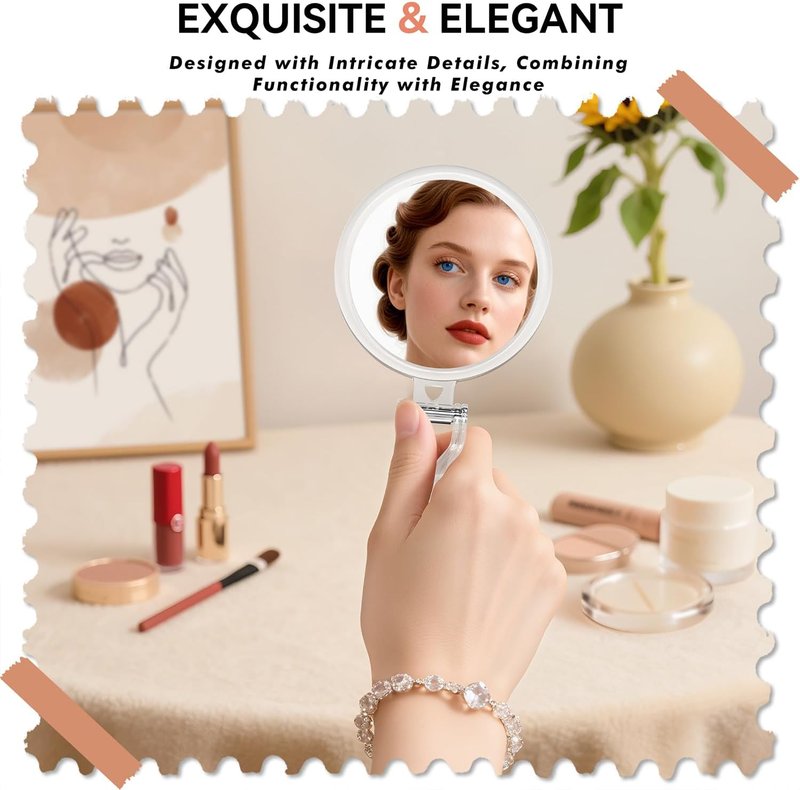 Auxmir 1X/30X Double-Sided Travel Magnifying Mirror - Foldable Handheld for Makeup & Shaving