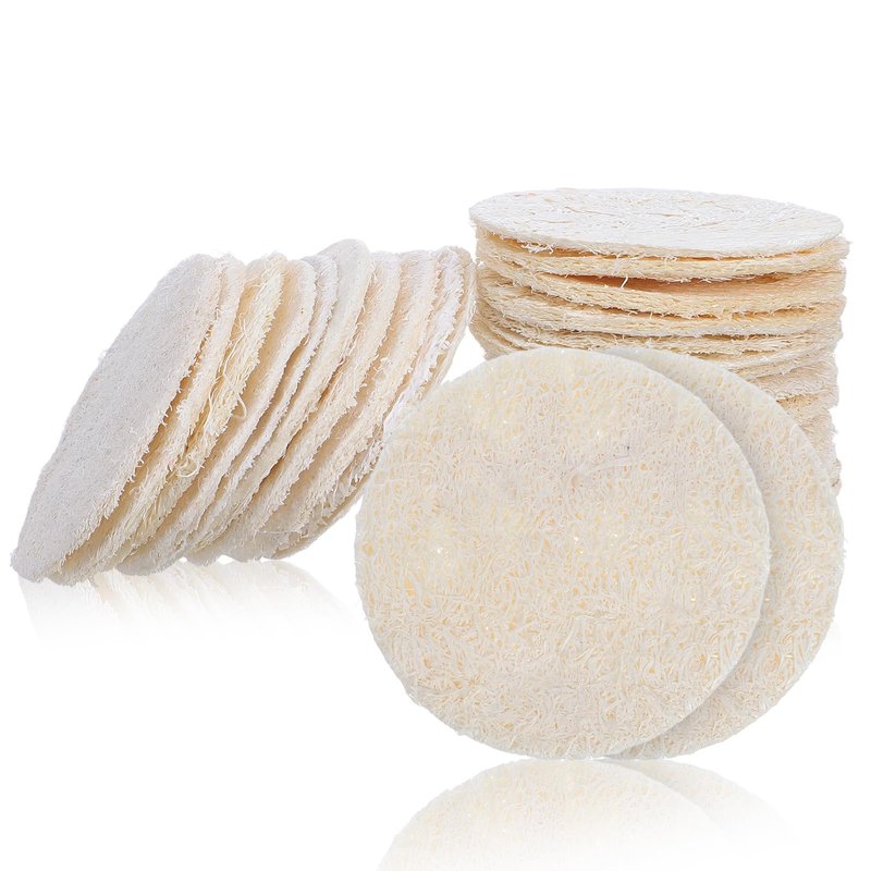 25 Pack Facial Sponge Scrubber Natural Loofah Exfoliating Face Pads Gentle Body Facial Brush Scrubbers Round Makeup Bathing Loofah for Bath Shower Spa Dead Skin Removal Women Men Cleansing