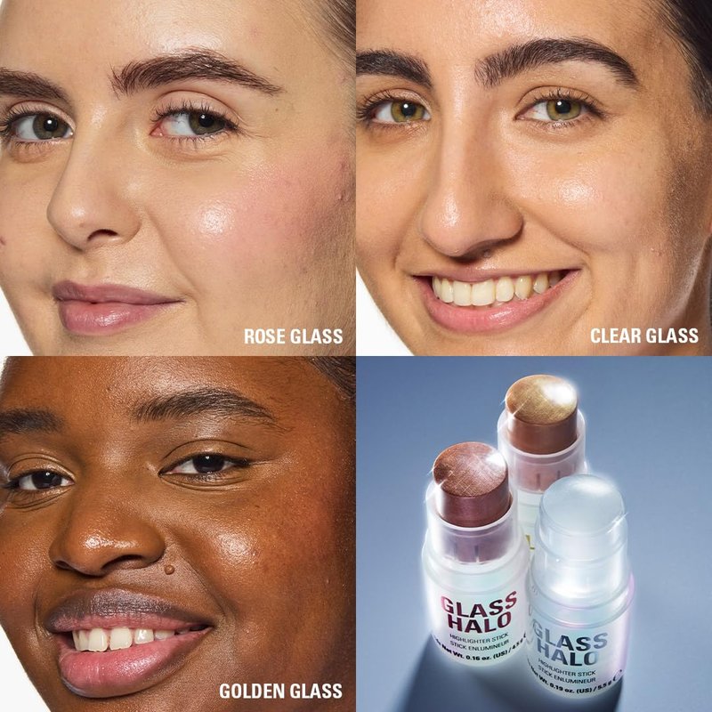 Revolution Glass Halo Highlighter Stick - Cream Formula for Dewy Radiant Glow | Travel-Friendly, 0.16 oz