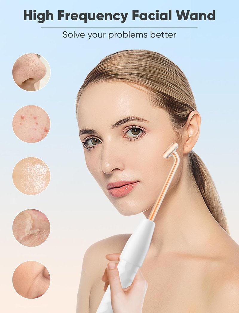 High Frequency Wand - Portable Facial Device with 4 Tubes for Skin Treatment