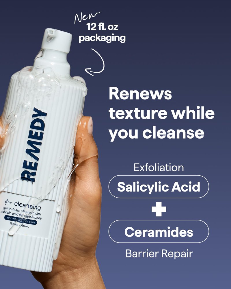Remedy for Lightweight Cleansing | Gel-to-Foam Cleanser for Normal to Oily Skin | 0.5% Salicylic Acid, Ceramide NP, Niacinamide, Green Tea | By Dermatologist Dr. Shah, 12 fl. Oz