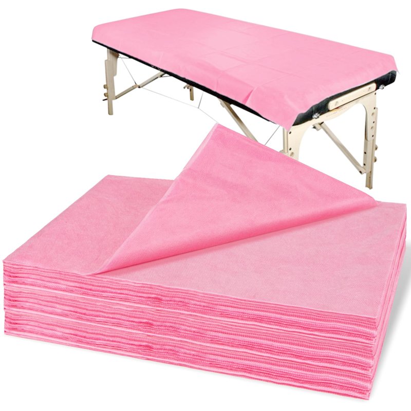 Massage Table Sheets - Disposable Bed Sheets 31" x 70" Waterproof Massage Table Cover Non-woven Disposable Bed Sheets for Travel, Massage, Spa, Tattoo, Beauty, Pink (18PCS) (24) (White) (24pcs pink)
