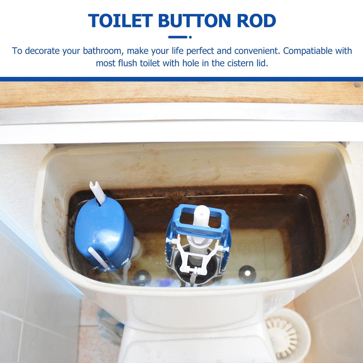 TOVINANNA Toilet Tank Flush Button 4.6"×1.88"×1.88" Black Plastic – Water-Resistant Rustproof Push Rod for Easy DIY Install – Single Flush Replacement for Standard Cistern Lid Hole Toilets in Home
