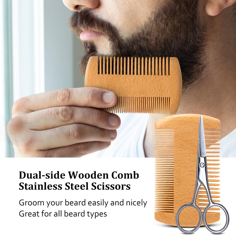 MALE GOD Beard Kit for Men Grooming & Care, Beard Growth Kit w/Natural Ingredients Beard Oil, Balm, Brush, Comb, Father's Day & Chirismtas & Birthday Gifts for Men Dad Him Husband Boyfriend