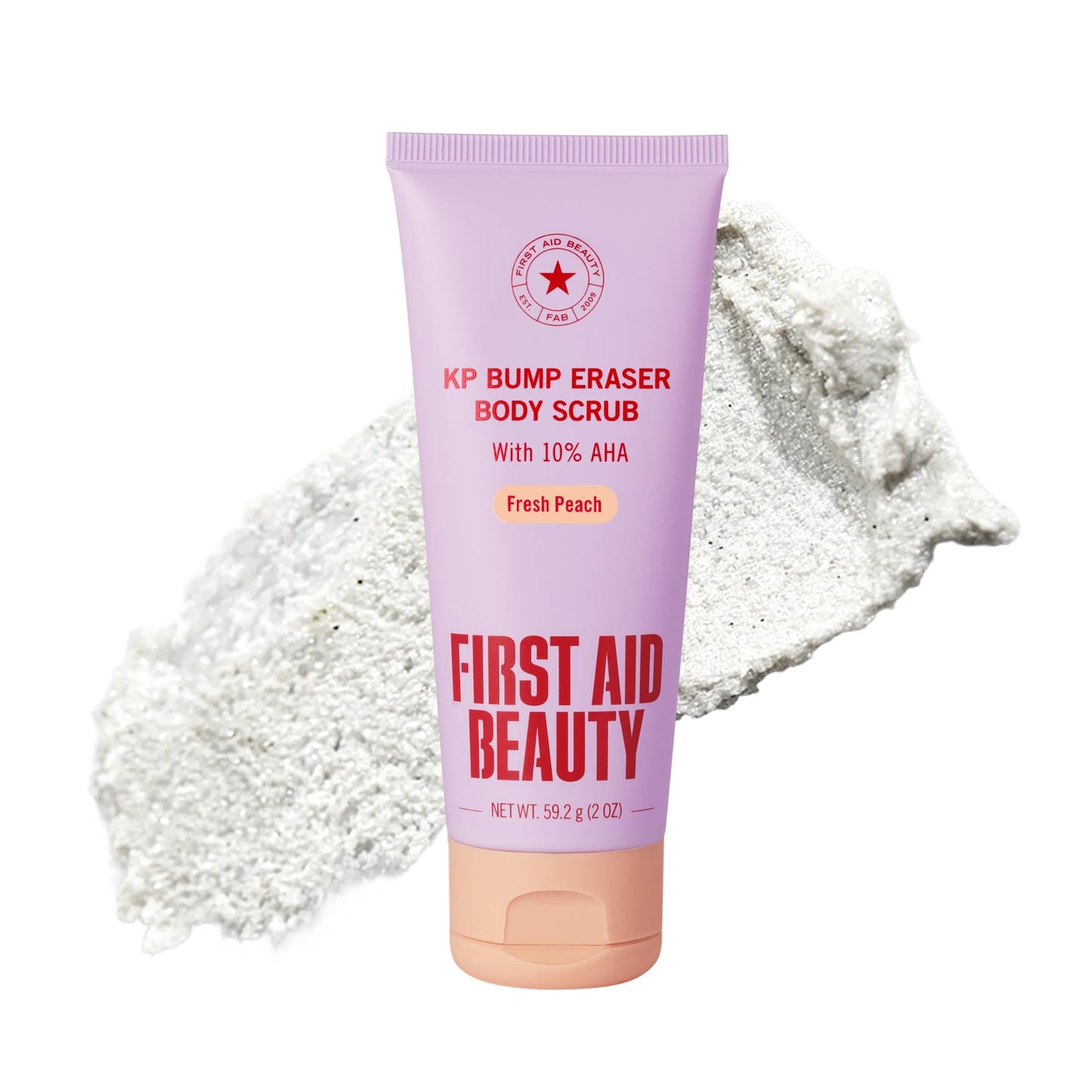 First Aid Beauty KP Bump Eraser Body Scrub with 10% AHA - Dermatologist-Tested Keratosis Pilaris Exfoliator - Support for Rough Bumps & Uneven Skin Texture - Sensitive Skin - 2 oz, Fresh Peach