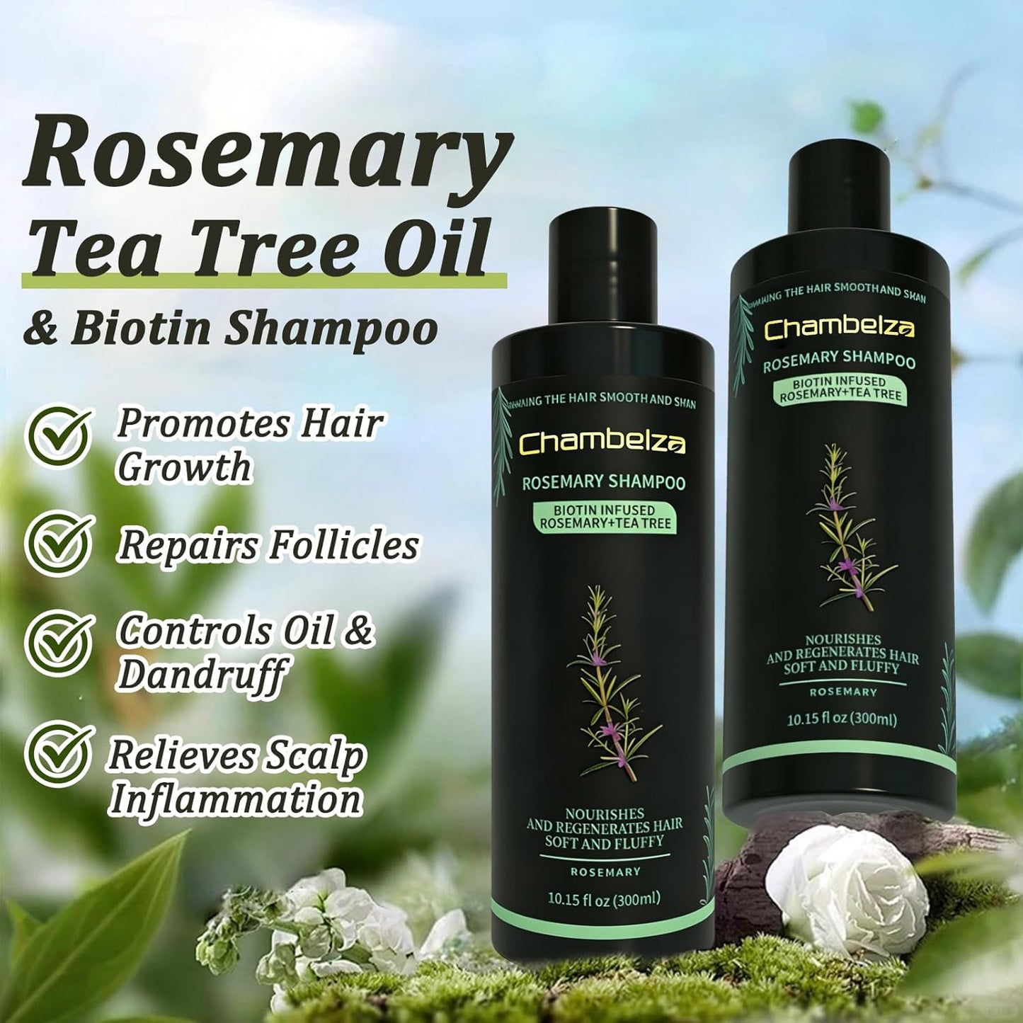 Skiennix Organic Rosemary Hair Growth Shampoo - Natural Thickening Formula with Biotin & Keratin | 10.15 fl. oz - 2 Pack
