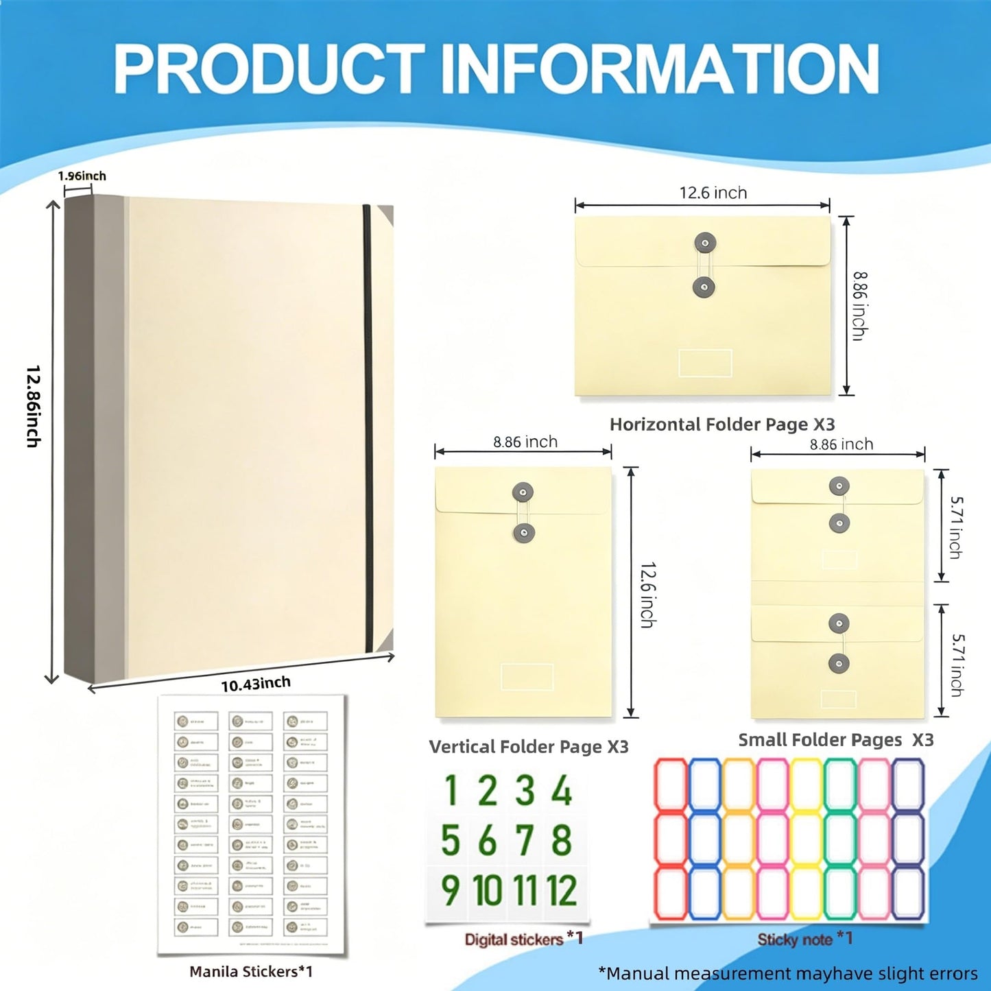 Important Document Organizer,Folders for Documents,Bound Expanding File for Important Papers/Passports/Birth Certificates(Yellow)