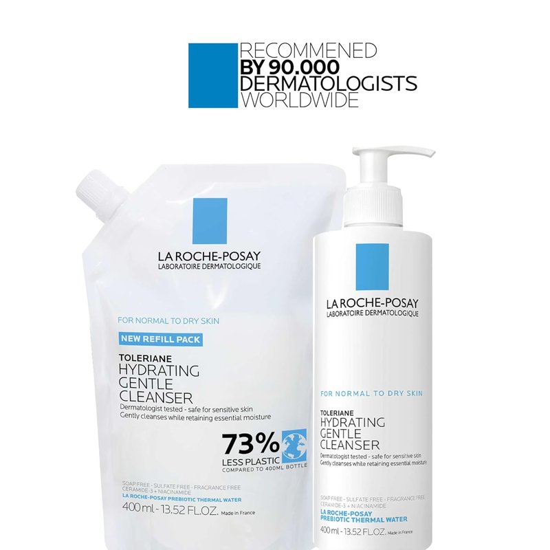 La Roche-Posay Toleriane Hydrating Face Cleanser - Gentle Daily Wash With Niacinamide & Ceramides | For Dry & Sensitive Skin