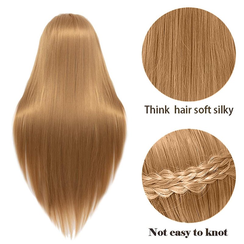 Cosmetology Mannequin Head Hair Styling 26-28inch Training Head Synthetic Fiber Manikin Head Doll Head with Clamp （#27 Blonde 20Inch）