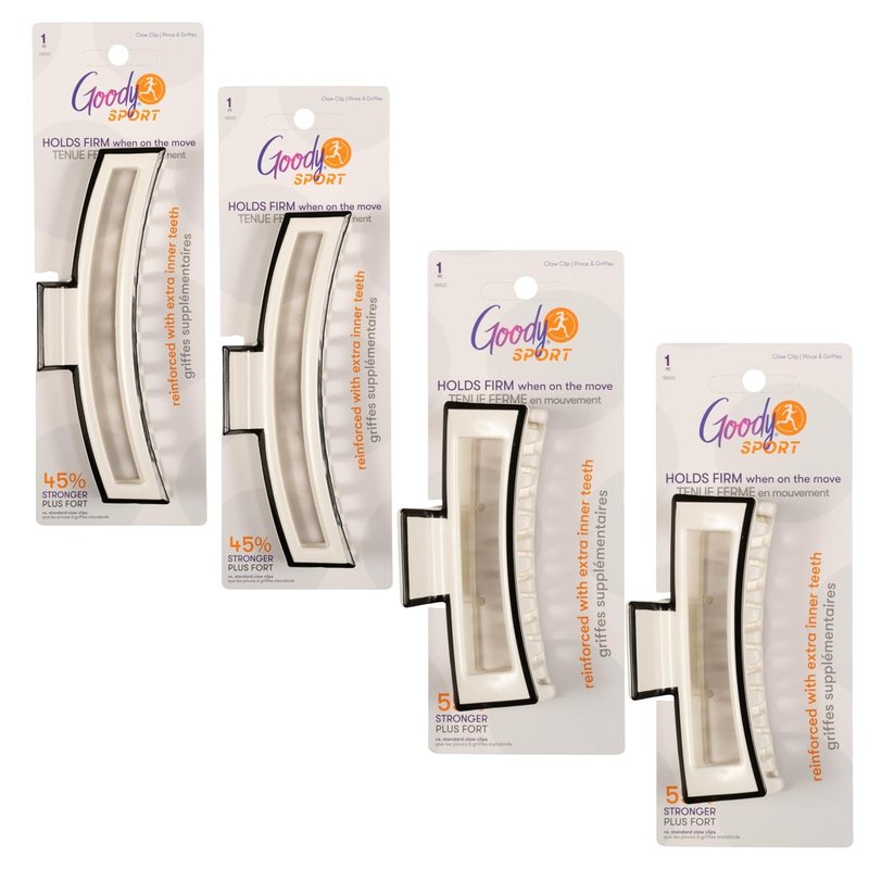 Goody Sport Forever SlideProof Claw Clips - 4 Ct | 2 Large for Thick Hair + 2 for Fine Hair, 3X Stronger Grip