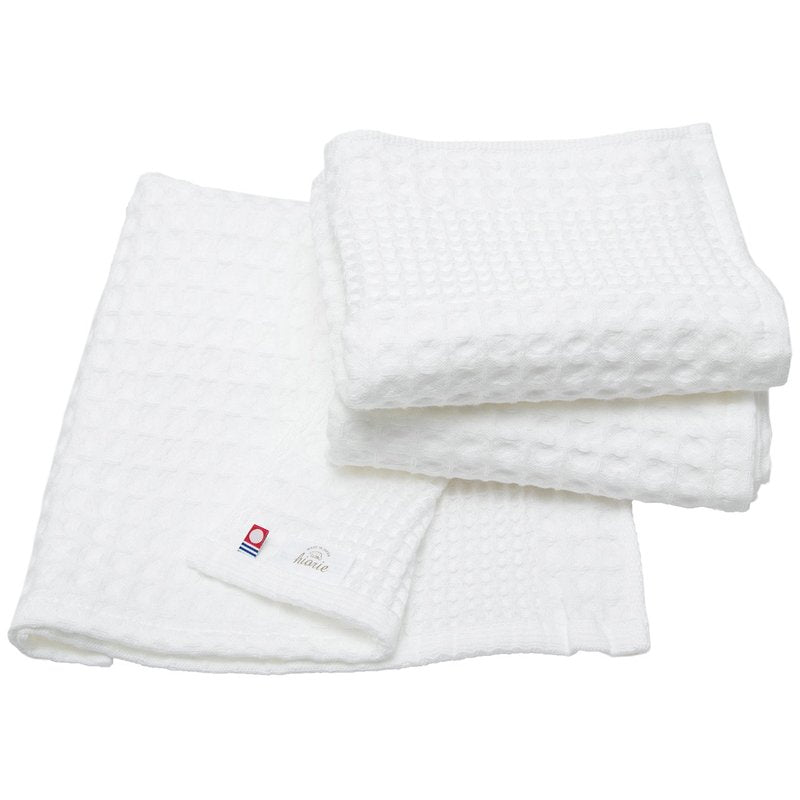 HIORIE Imabari Towel, 3-Piece Hand Towel Set, Japanese Towels, 13.3x31.4in, 100% Cotton, Lightweight, Quick Drying and Compact Towels, Waffle Design Fabric, Honeycomb, White