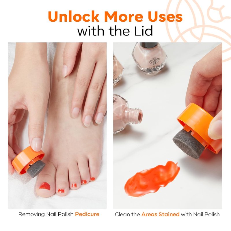 Modelones Acetone-Free Non-Drying Nail Polish Remover Pot with Jojoba Oil and Extra Sponge-Top Lid, Fingernail Polish Removal Gentle Formula for Salon & Home Nail Art 3.52 Fl Oz