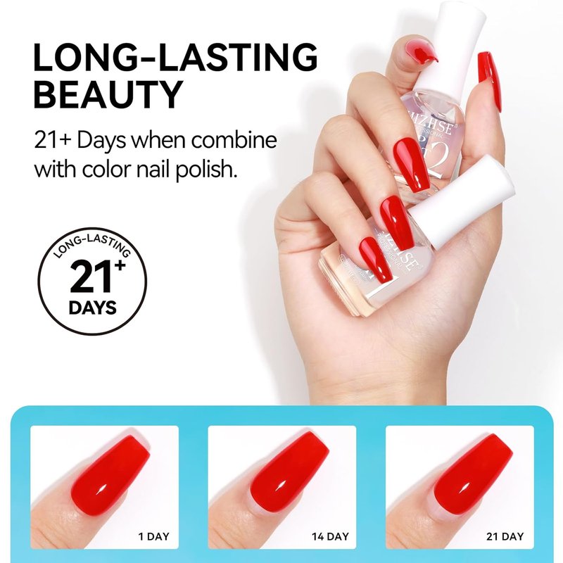 MIZHSE Quick Dry Base & Top Coat Nail Polish - 15ml High-Gloss Protective Finish for Long-Lasting Manicure