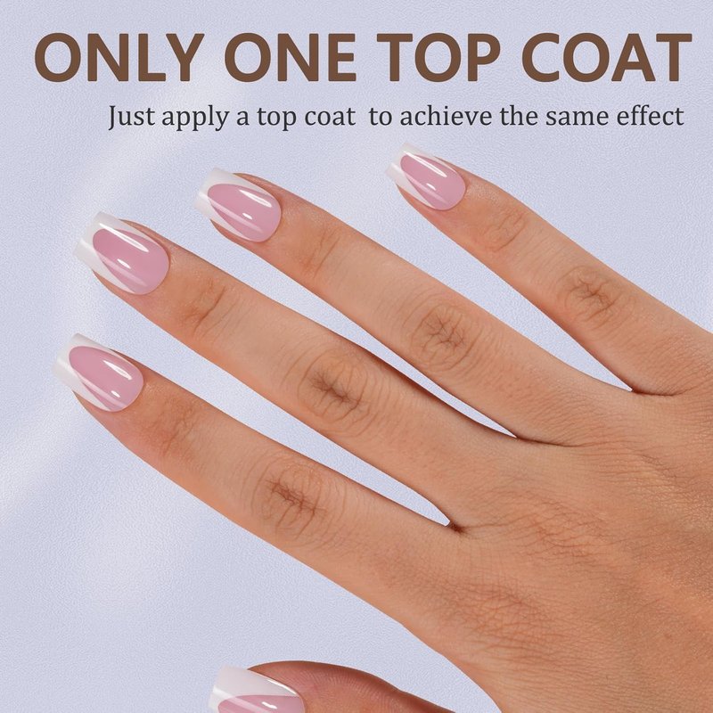 Deep French Gel Nail Tips - 150 Pcs Short Square Pink Press-On Nails | Pre-Filed for Easy Application, 15 Sizes