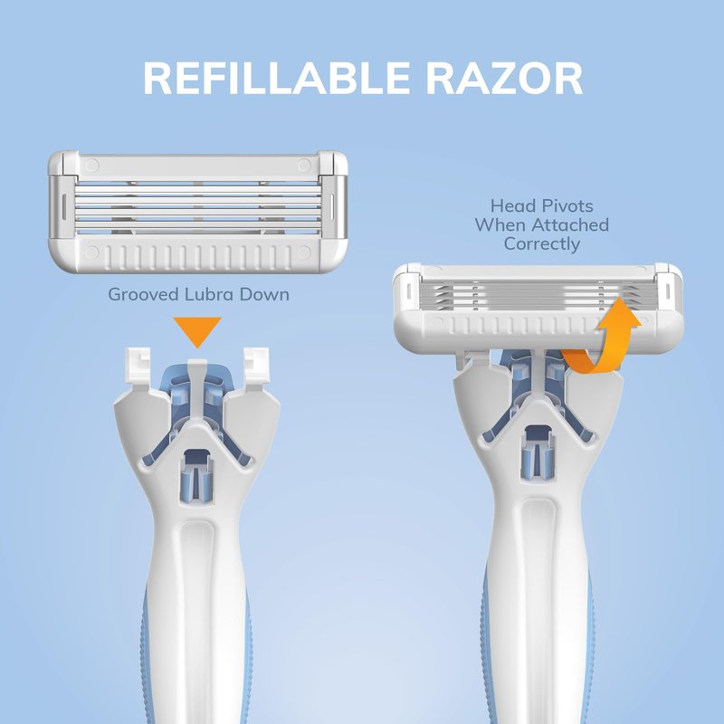 BIC EasyRinse Sensitive Anti-Clogging, Refillable Women's Razors With 4 Blades, 1 Razor Handle and 3 Refill Razor Cartridges Razor Kit