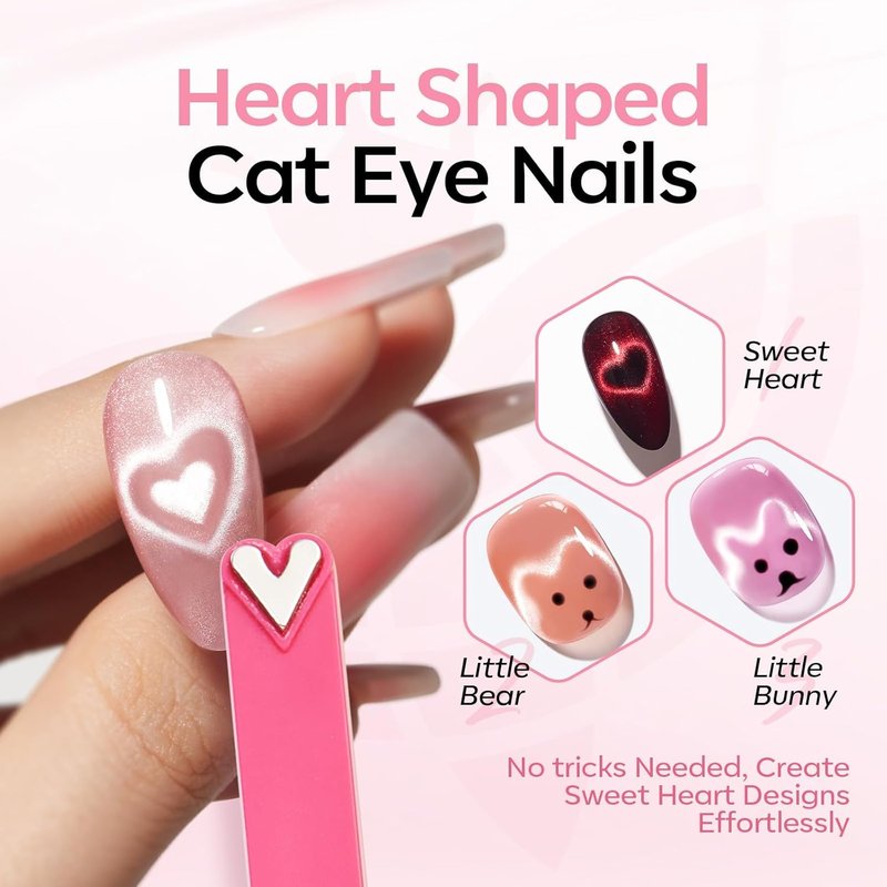Modelones Cat Eye Gel Polish - 8-in-1 Magnetic Nail Art Tool with Steel Ball & Multi-Effect Magnets
