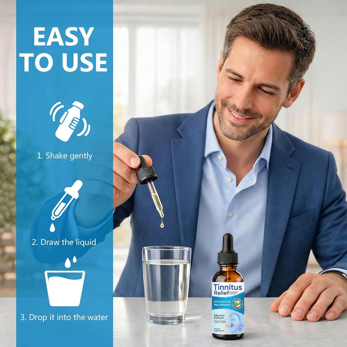 Tinnitus Relief for Ringing Ears,Natural Herbal Drops,Reduces Ear Noise and Improves Hearing for Men & Women, 2Fl Oz