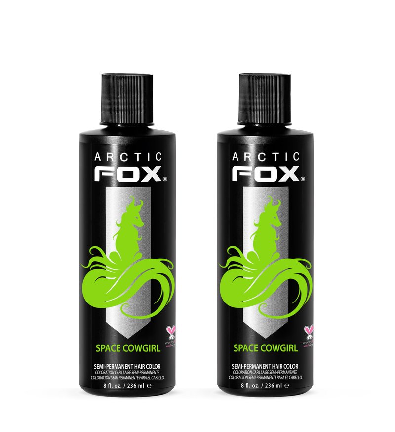 Arctic Fox Semi-Permanent Hair Dye, Vegan & Cruelty-Free, Vibrant Green Hair Color, Ammonia-Free, Peroxide-Free, Conditioning Formula, Space Cowgirl, 8 Fl Oz (Pack of 2)