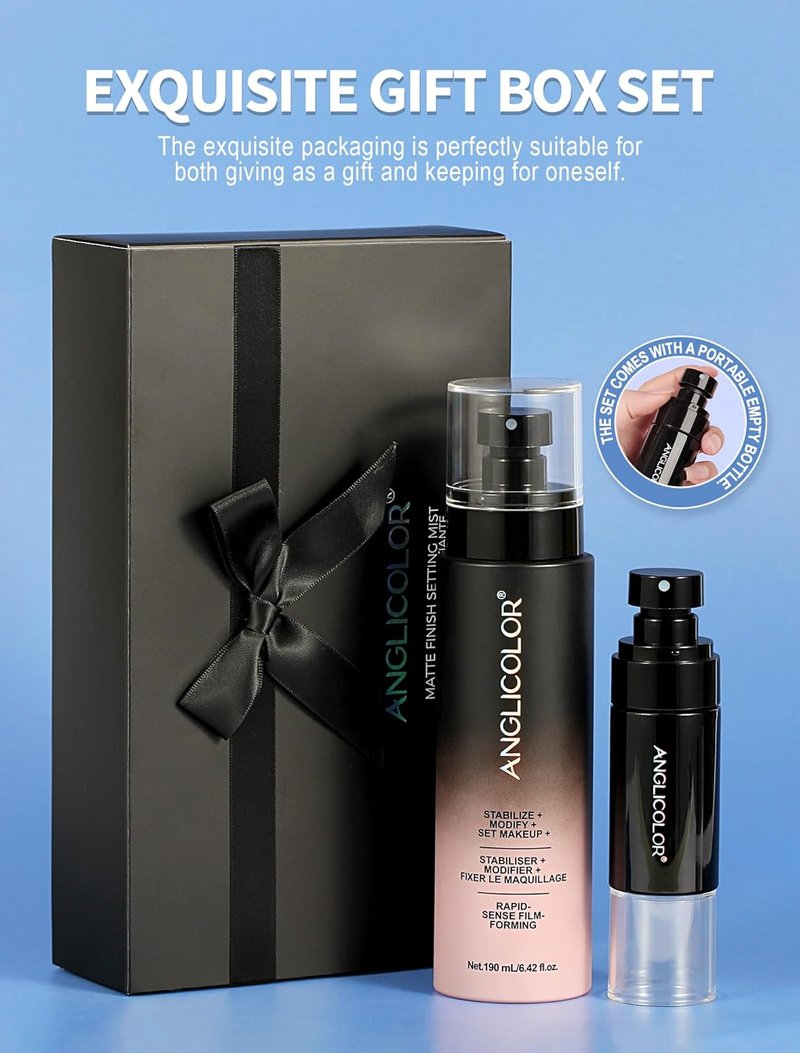 Anglicolor Matte Setting Spray - Long Lasting Face Mist for Oil Control | 6.42 Fl. Oz Hydrating Formula